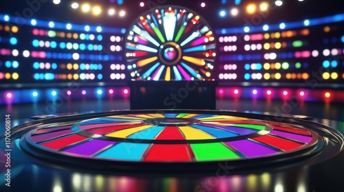 Colorful Wheel of Fortune Game Show Set