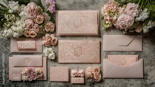 Elegant Rose Gold Wedding Invitations Stationery Suite