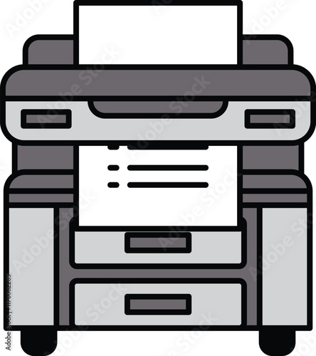 A printer with a white sheet of paper in front of it