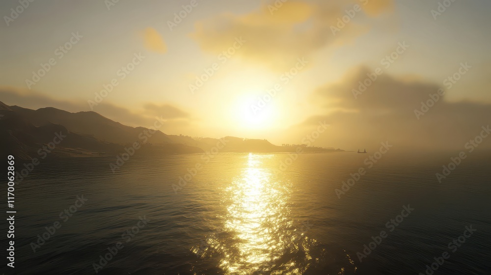 Fototapeta premium Serene Sunset Over Calm Water