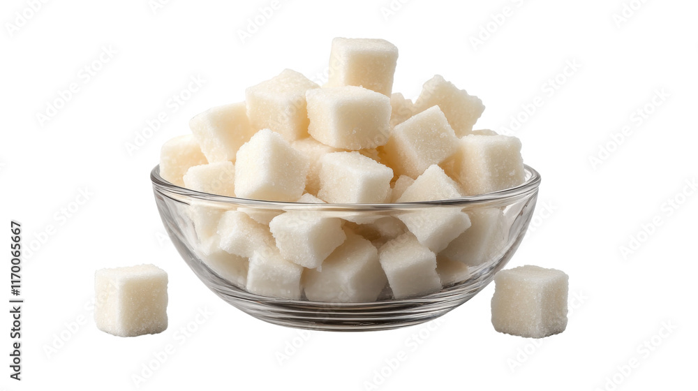 Sugar cubes in a bowl isolated on white background Sugar cubes in a bowl isolated on white background