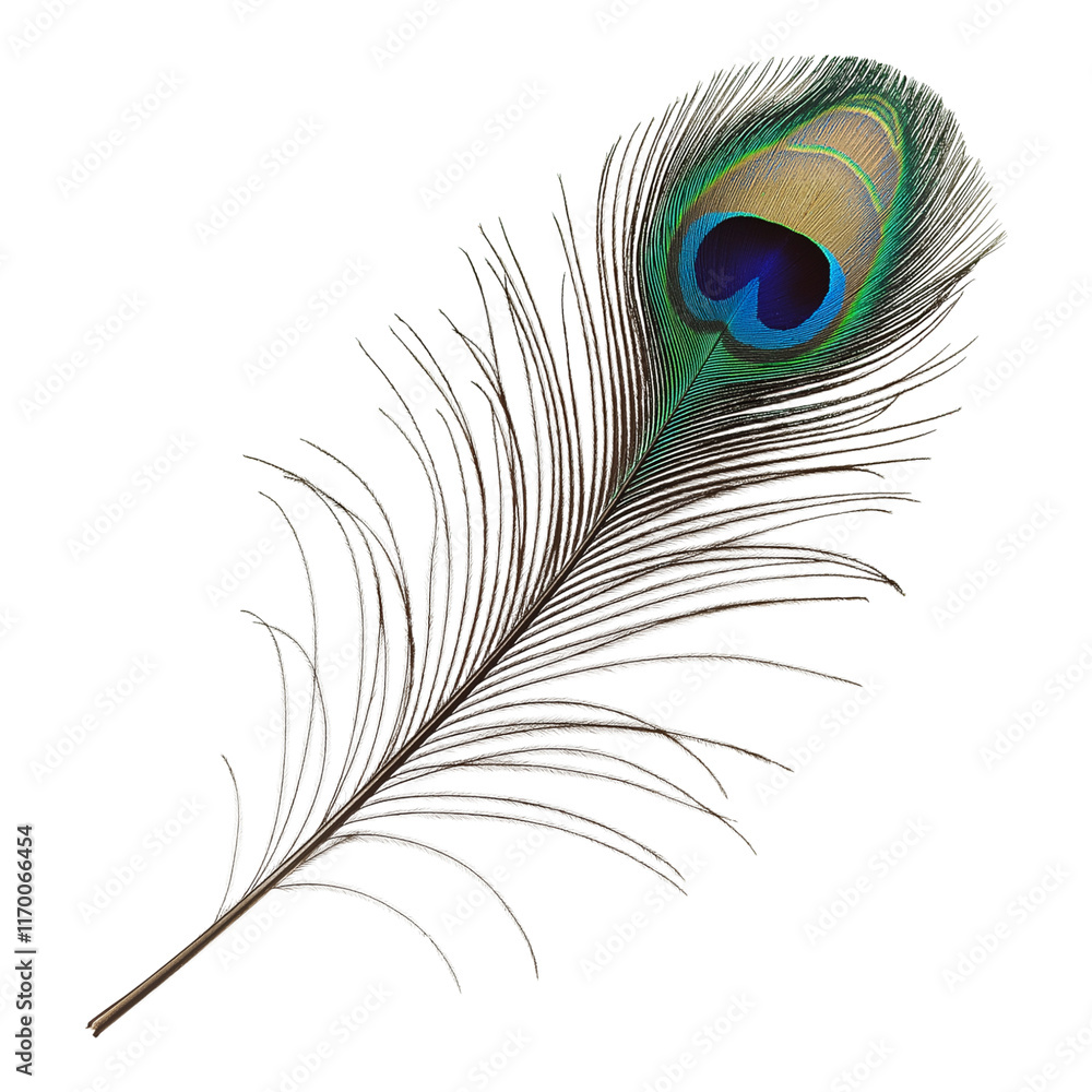 Fototapeta premium peacock feather isolated on white