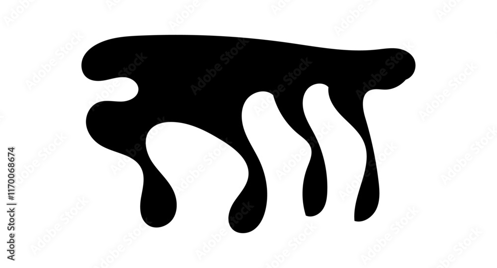 Realistic black paint drips isolated on a white background. The flowing black liquid. Dripping paint. Paint flows. Current paint, stains. Current drops. Vector illustration Realistic black paint drips isolated on a white background. The flowing black liquid. Dripping paint. Paint flows. Current paint, stains. Current drops. Vector illustration