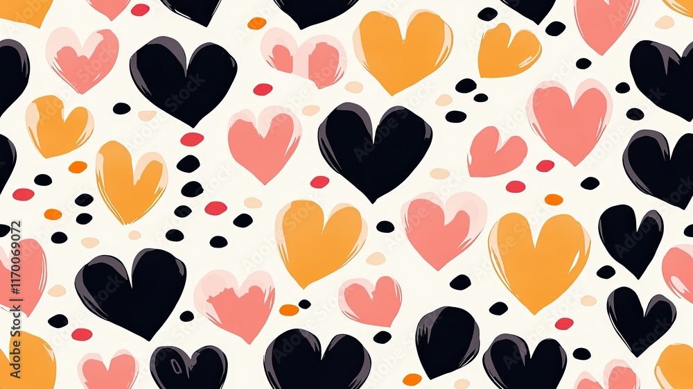 Fototapeta premium Colorful Heart Pattern on Light Background for Modern Design, Textile, Wallpaper, and Craft Projects