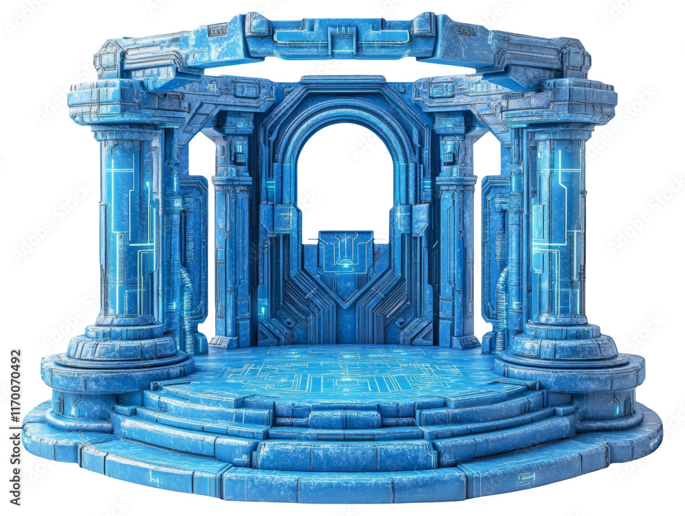 Fototapeta premium 3D Plasticine Podium with Circuit Motif in Isolated Setting