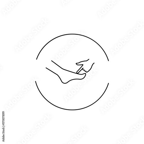 spa service icon for feet, foot massage, fairy finger massage, foot care, masseuse hands, line symbol, vector illustration