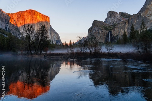 Winter in Yosemite Valley at Sunset