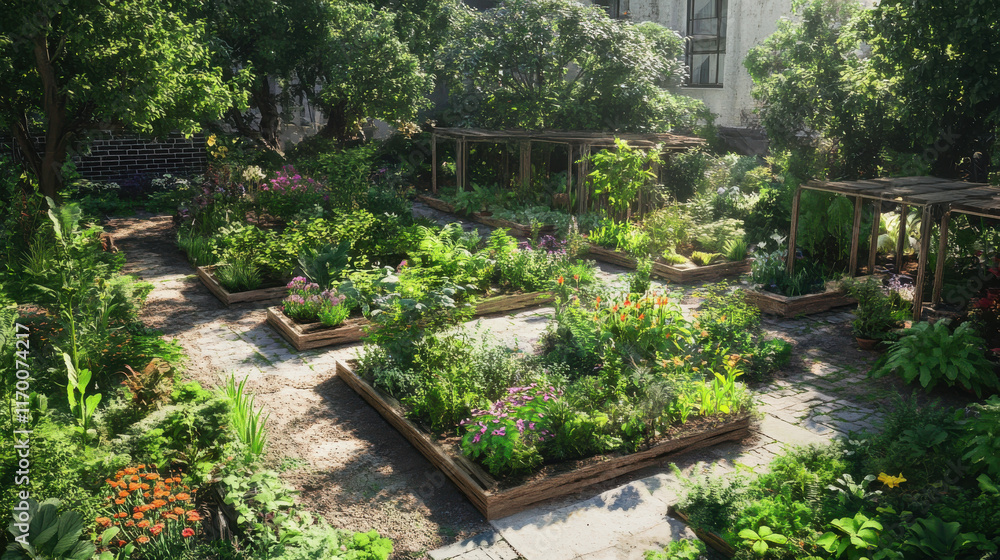 vibrant community garden flourishing in urban environment vibrant community garden flourishing in urban environment
