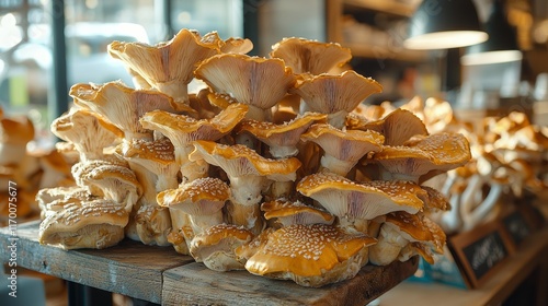 Fresh Chanterelle Mushrooms in Market Display