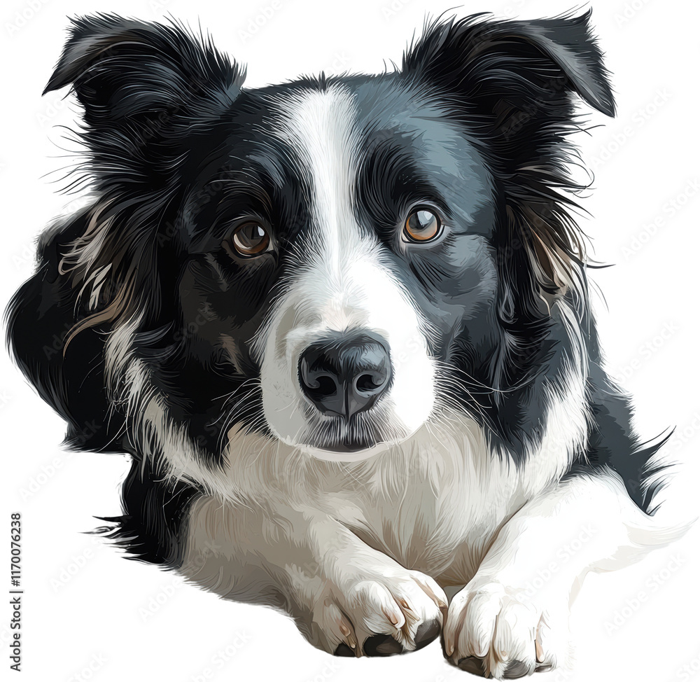 Adorable Border Collie Dog Portrait Black and White Pet Canine Lying Down Cute Puppy Adorable Border Collie Dog Portrait Black and White Pet Canine Lying Down Cute Puppy