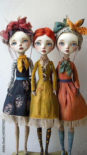 Whimsical Handmade Dolls: Vintage Fashion and Folk Art photo