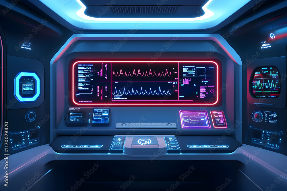 Obraz premium Futuristic medical control panel interface.