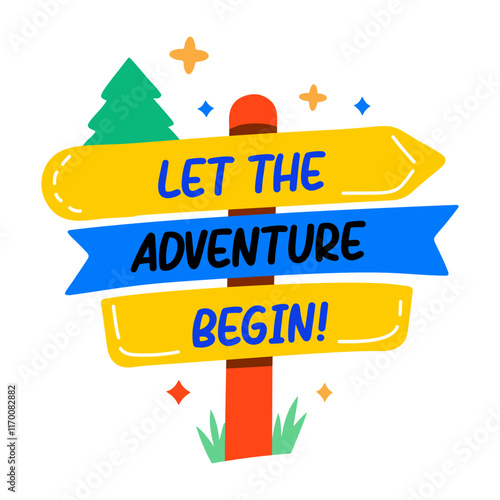 A flat style sticker of directional board 

