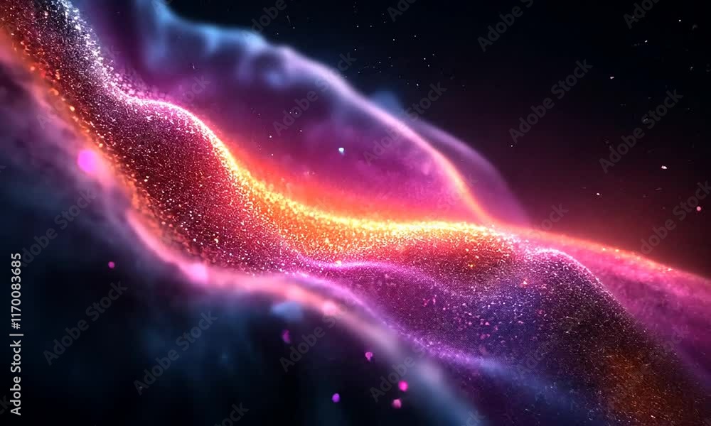 Abstract cosmic landscape with vibrant colors and sparkling particles. Abstract cosmic landscape with vibrant colors and sparkling particles.