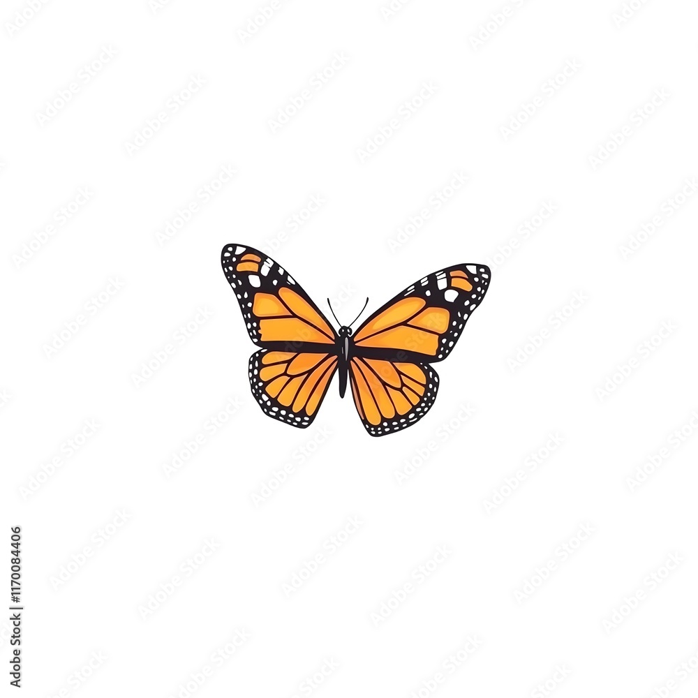 Fototapeta premium A stylized illustration of a butterfly with orange and black wings.