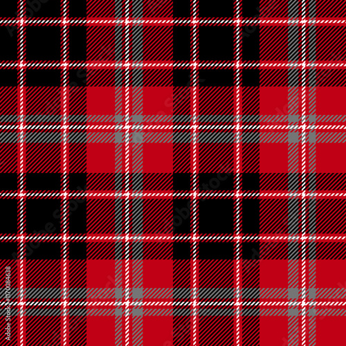 plaid tartan seamless repeat pattern. This is a black red gray white checkered plaid vector illustration. Design for decorative,wallpaper,shirts,clothing,tablecloths,wrapping,textile,fabric,texture