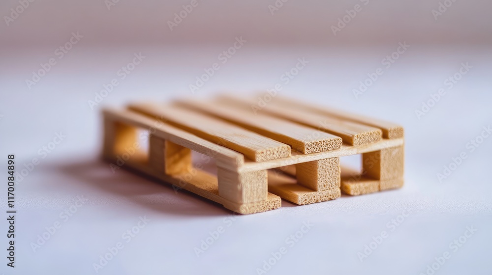 Miniature wooden pallet model on a clean white background ideal for crafts and design projects