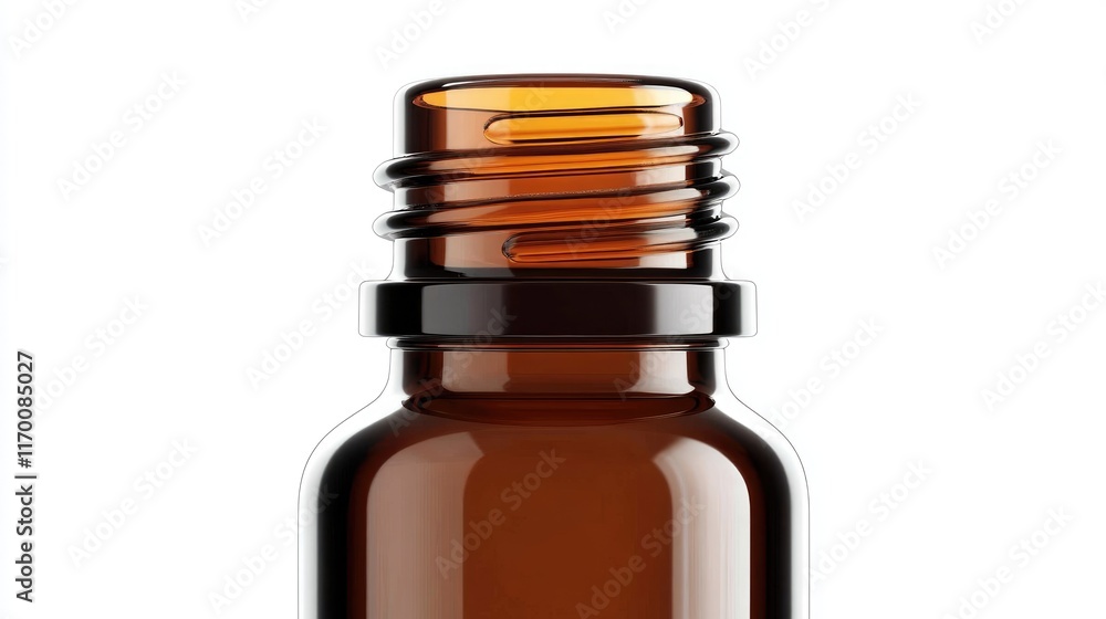 Brown glass medicine bottle with screw cap isolated on white background for pharmaceutical and healthcare product packaging concepts Brown glass medicine bottle with screw cap isolated on white background for pharmaceutical and healthcare product packaging concepts