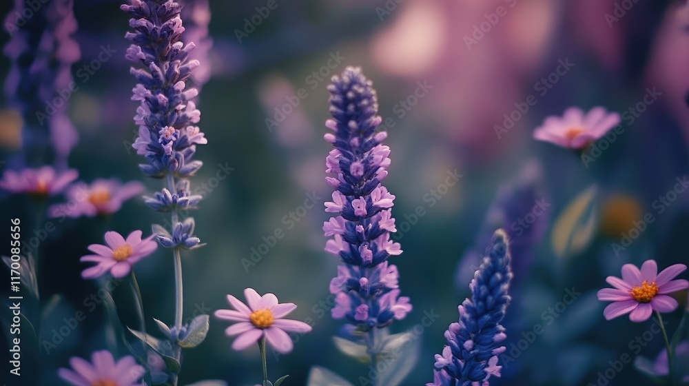 Medicinal flowers and herbs with soft focus showcasing vibrant colors and natural beauty in a serene garden setting Medicinal flowers and herbs with soft focus showcasing vibrant colors and natural beauty in a serene garden setting