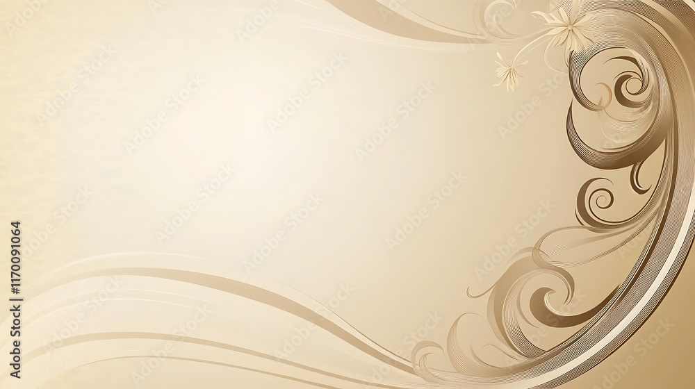 Elegant Beige Swirls and Floral Design Background Elegant Beige Swirls and Floral Design Background