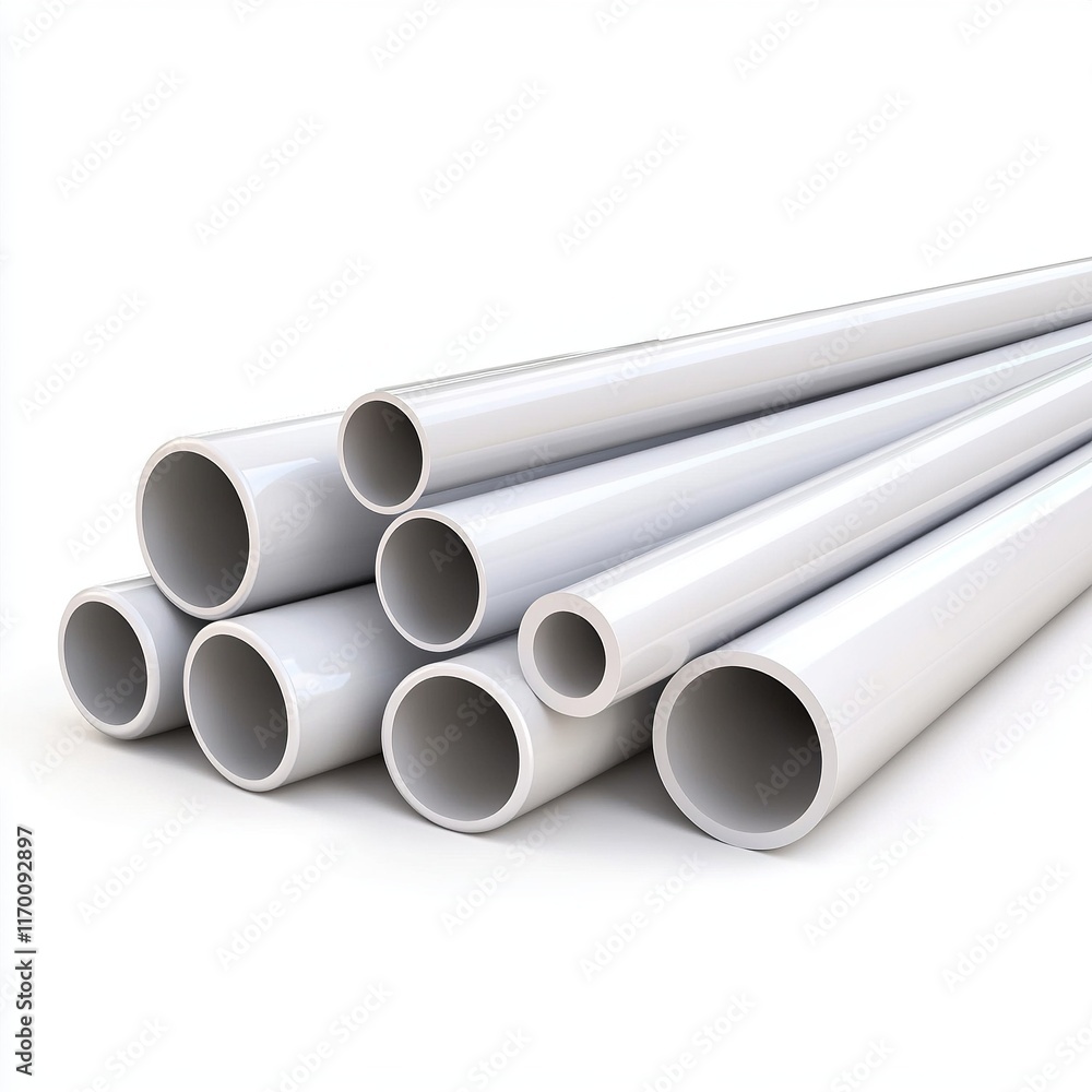Fototapeta premium PVC pipes in different sizes, isolated white background