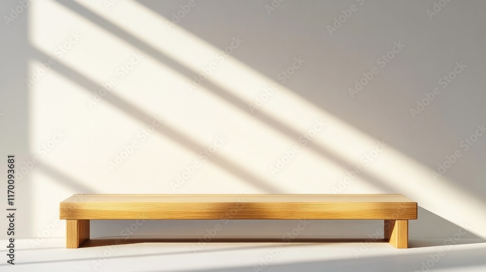 Minimalist Wooden Podium with Soft Shadows on White Background for Elegant Display and Presentation Minimalist Wooden Podium with Soft Shadows on White Background for Elegant Display and Presentation