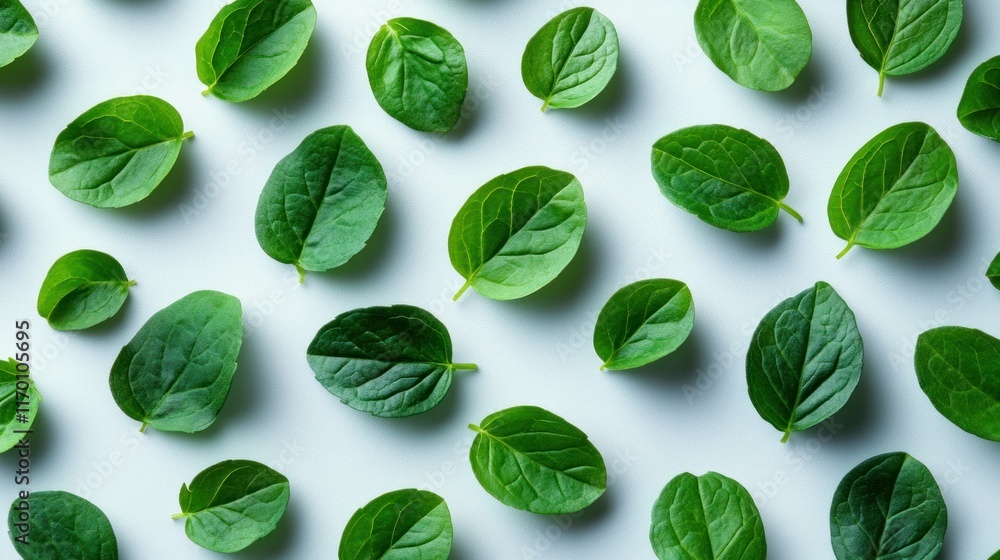 Fresh green leaves arranged on a light background. Fresh green leaves arranged on a light background.