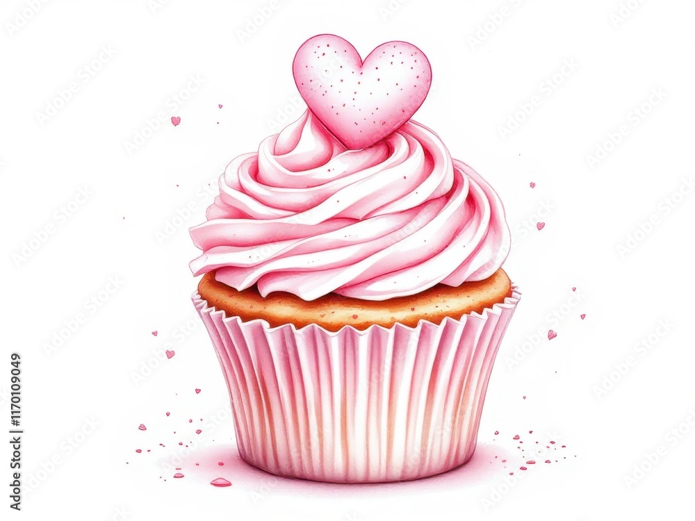 Cupcake with pink frosting and sprinkles, a sweet and cute image, perfect for baking, dessert, or party related designs. Cupcake with pink frosting and sprinkles, a sweet and cute image, perfect for baking, dessert, or party related designs.