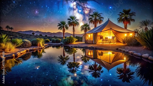 Escape to a desert oasis: glamping under the stars, opulent comfort in the wilderness.