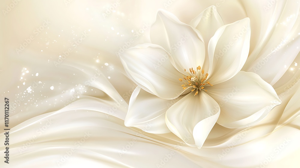 Elegant Cream Flower on Soft Fabric Background Elegant Cream Flower on Soft Fabric Background