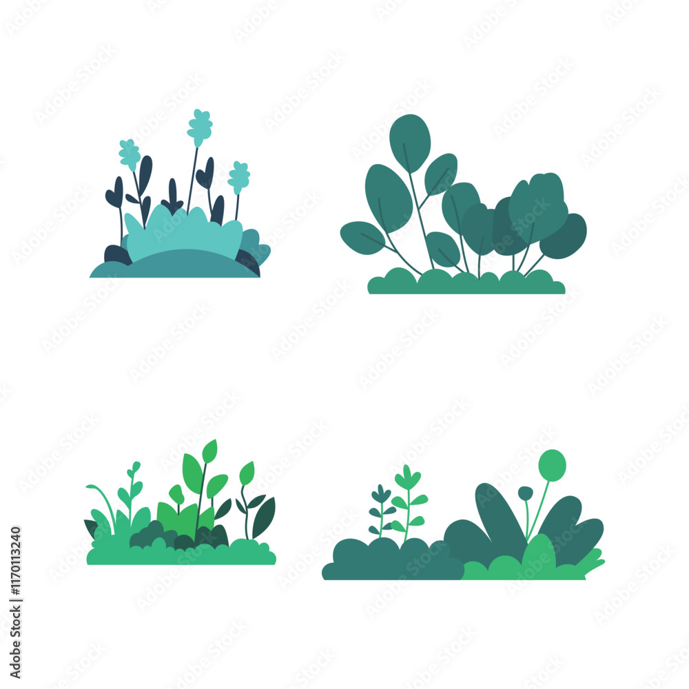 Φωτογραφία Set of Green Bush Grass Floral Leaves Nature Plant in the Park