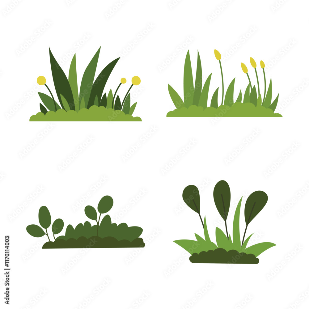 Φωτογραφία Set of Green Bush Grass Floral Leaves Nature Plant in the Park