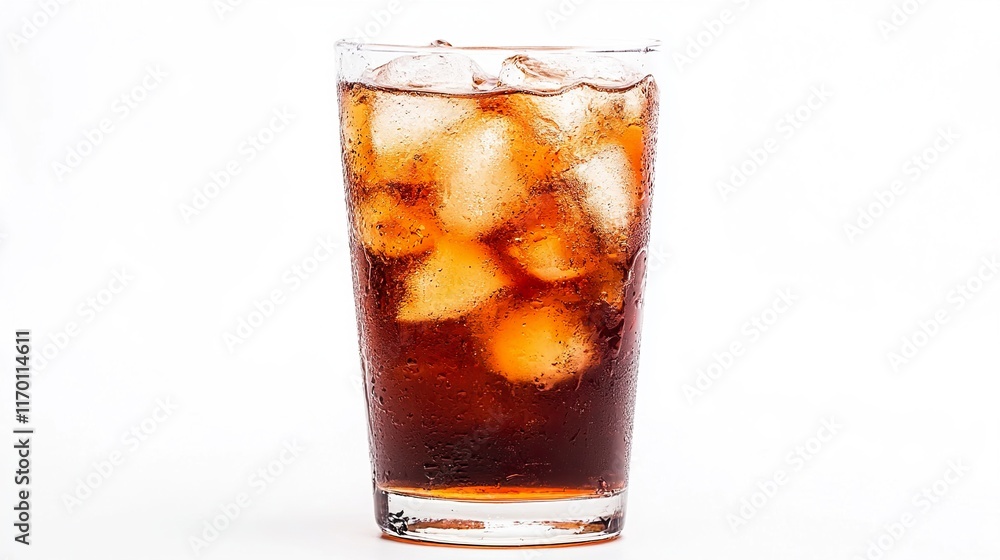 Refreshing Cola Drink with Ice Cubes in a Glass Refreshing Cola Drink with Ice Cubes in a Glass