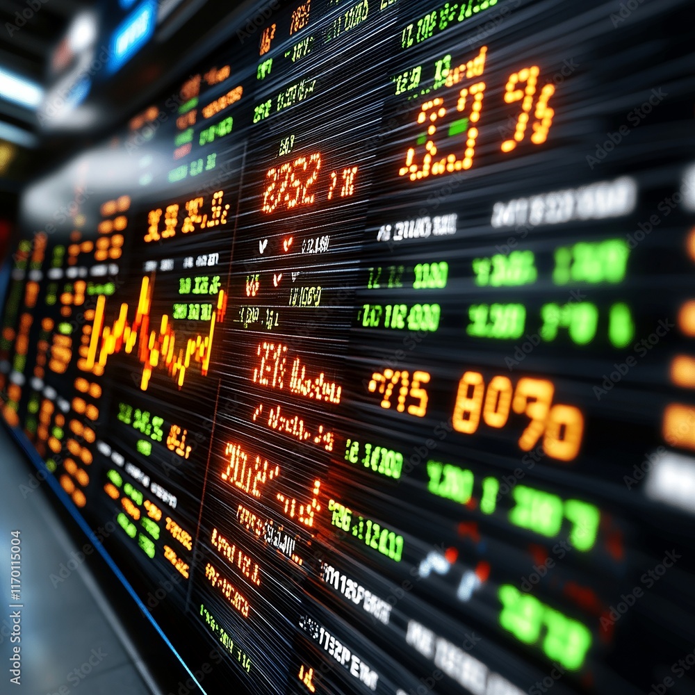 stock market terminal with financial indices highlighted, stock market terminal with financial indices highlighted,