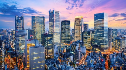 Wallpaper Mural A dramatic view of the Shinjuku skyline at night, with towering skyscrapers and glowing windows. Torontodigital.ca