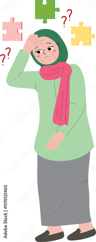 Obraz premium Elderly Woman with Memory Loss Holding a Family Photo