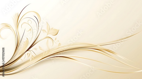 Elegant Golden Floral Design With Swirling Lines