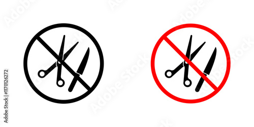 No scissors or no knives sign vector pack for apps and web UI designs