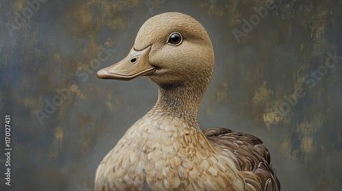 Elegant Duck Portrait: Detailed Wildlife Painting photo