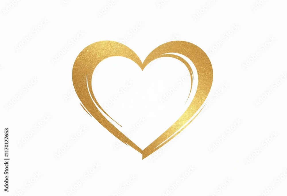 Golden heart shape on white background Golden heart shape on white background