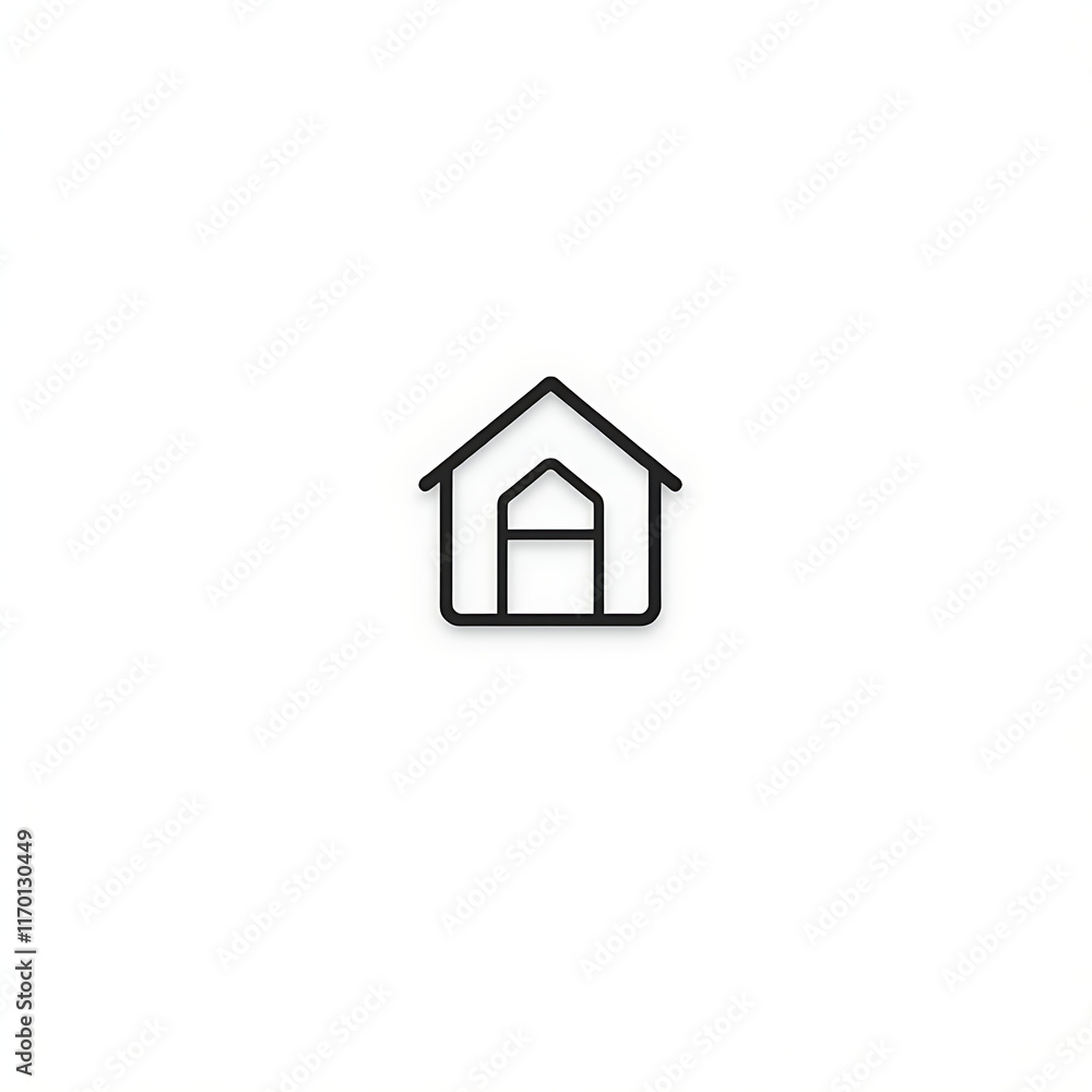 A flat, minimalist home icon with clean lines, simple and modern, on a white background. A flat, minimalist home icon with clean lines, simple and modern, on a white background.