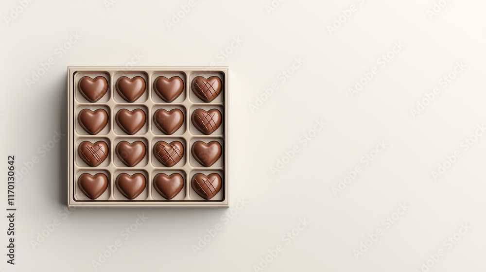 Heart shaped cho tes in box on light background Heart shaped cho tes in box on light background