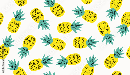 Cute pineapple fruits pattern background vector design