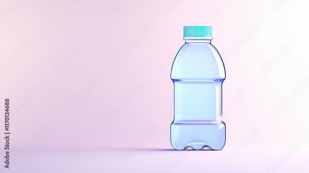 Clear Plastic Water Bottle with Teal Cap on Pink Background Hydration Refreshment Packaging Clear Plastic Water Bottle with Teal Cap on Pink Background Hydration Refreshment Packaging