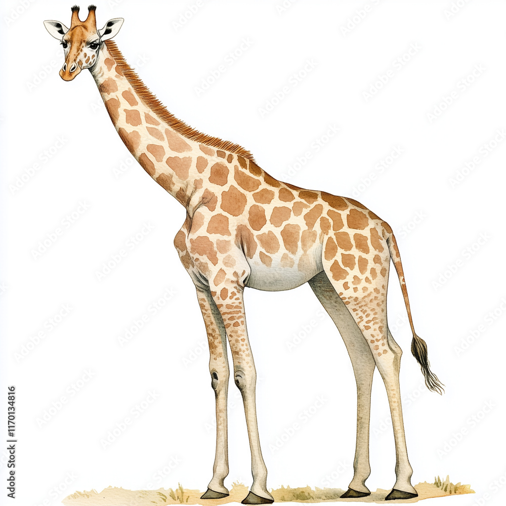 Obraz premium Watercolour clipart of a giraffe on white background