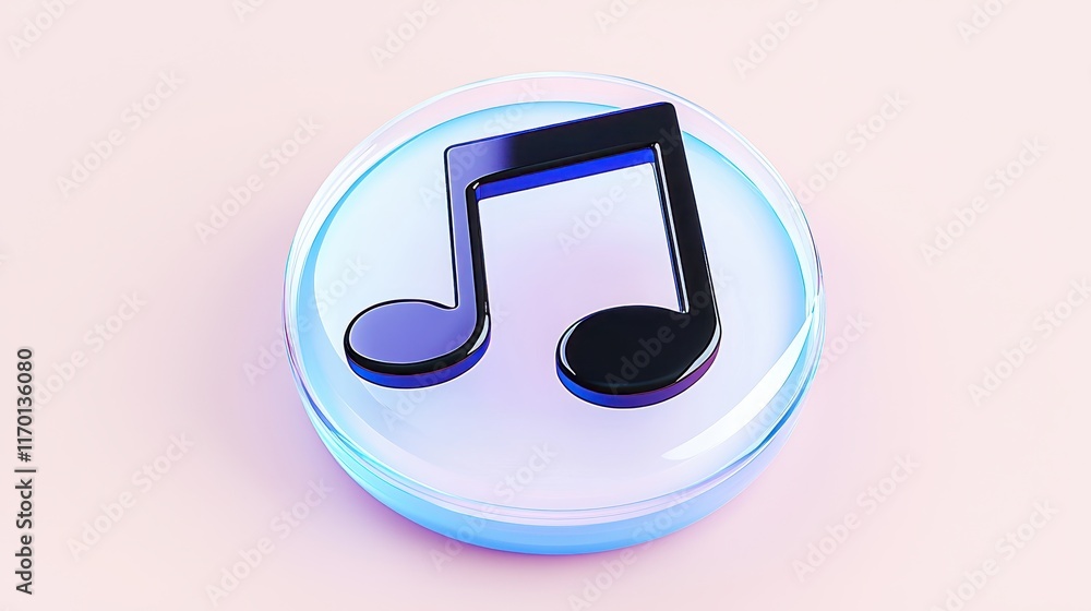 Glossy Music Note Icon in Glass Orb Digital Music Audio App Symbol Glossy Music Note Icon in Glass Orb Digital Music Audio App Symbol