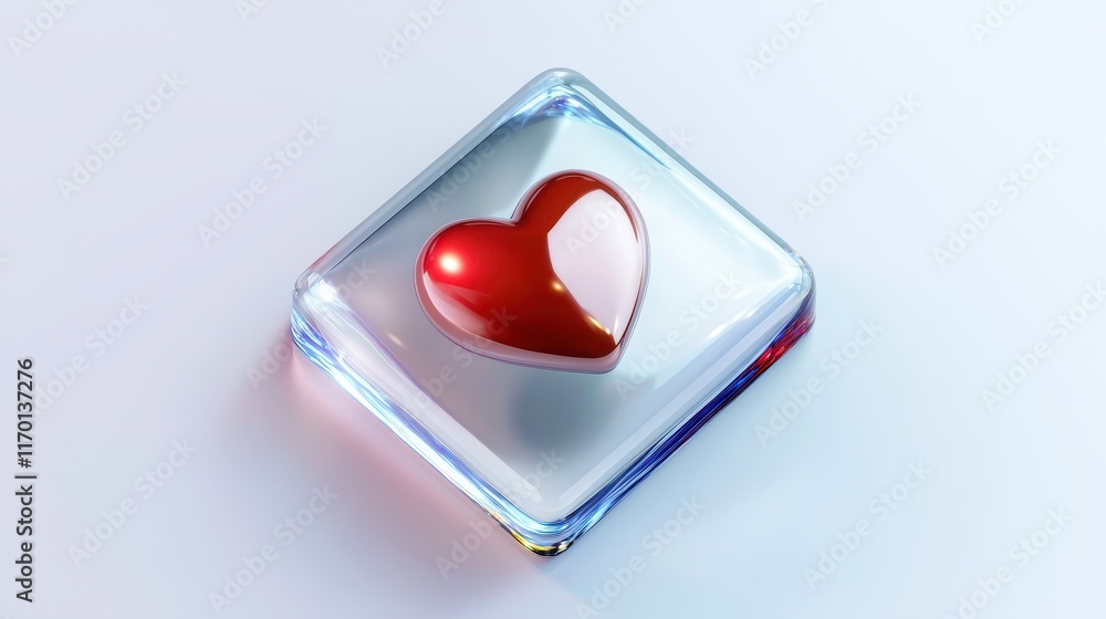 Shiny Red Heart Inside Glass Square Love Romance Valentine s Day Concept Shiny Red Heart Inside Glass Square Love Romance Valentine s Day Concept