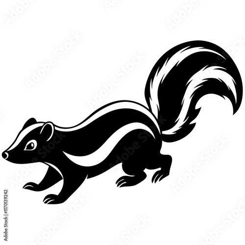 Cute Silhouette of a Skunk line art vector cartoon illustration