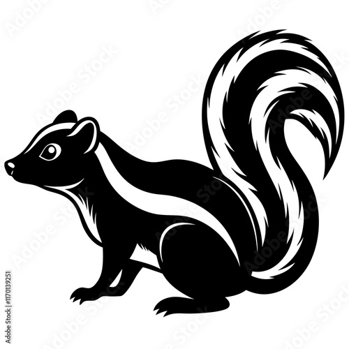 Cute Silhouette of a Skunk line art vector cartoon illustration