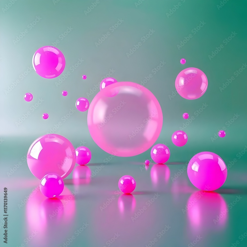 Futuristic Pink Spheres on Grey Backdrop Futuristic Pink Spheres on Grey Backdrop